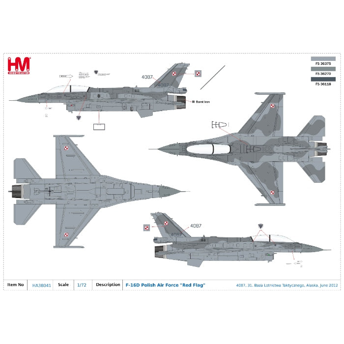 1/72 F-16D Polish Air Force "Red Flag" 4087 31. Baza Lotnictwa Taktycznego Alaska June 2012