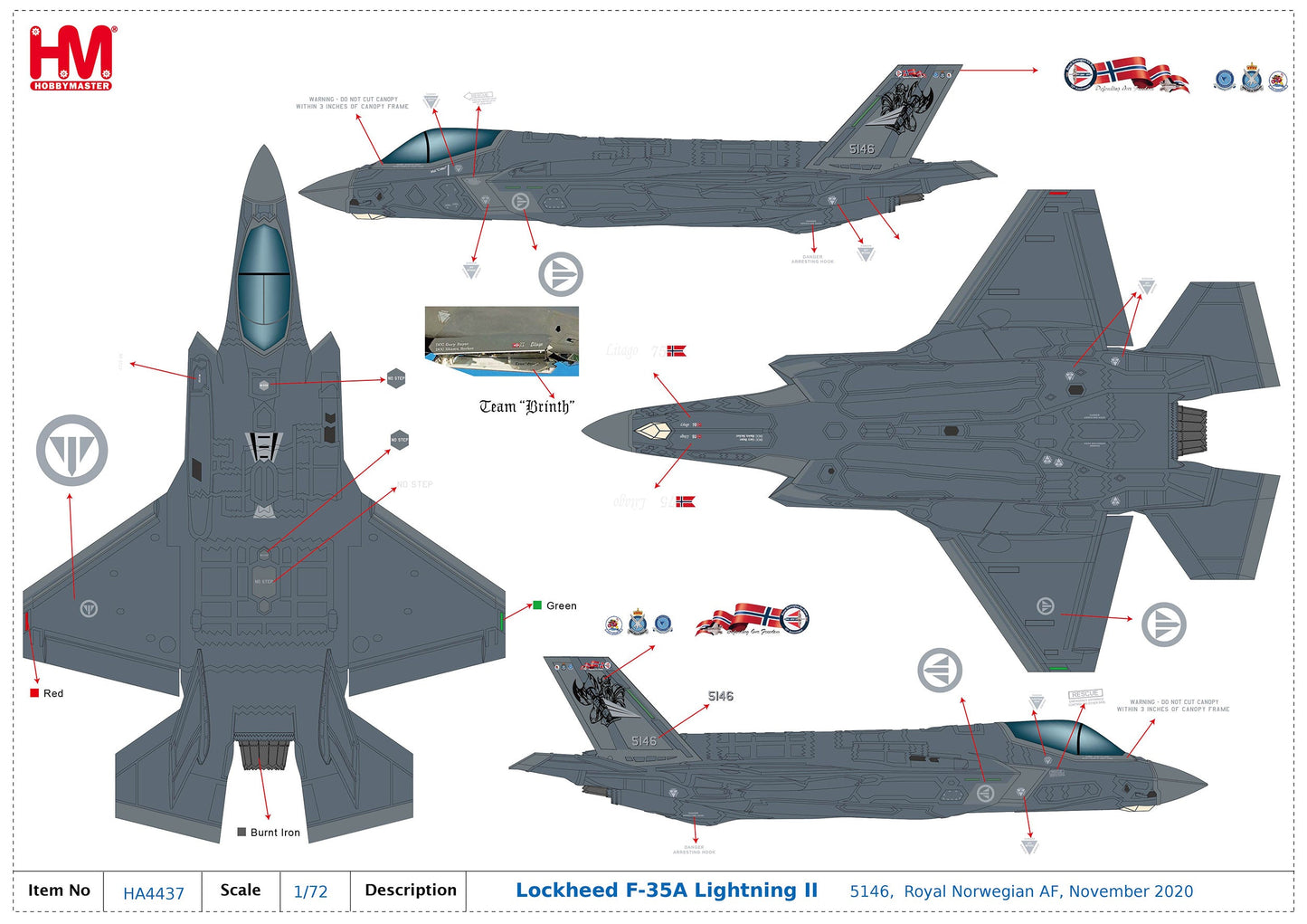 1/72 Lockheed F-35A Lightning II 5146 Royal Norwegian AF November 2020