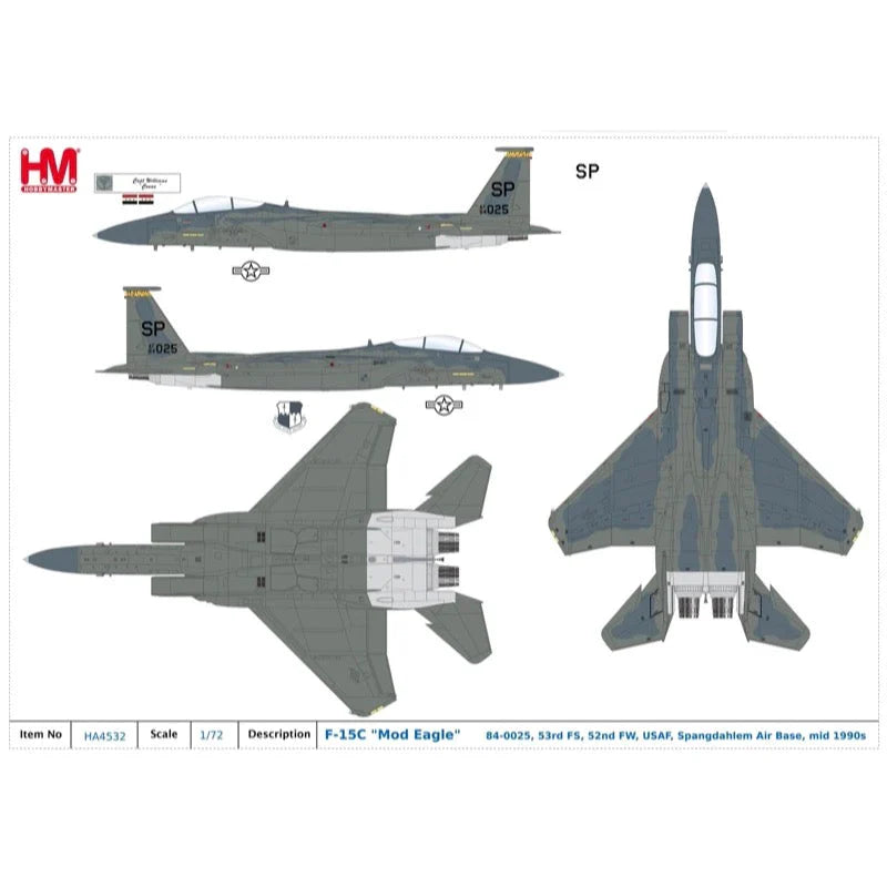 1/72 F-15C Mod Eagle 84-0025 53rd FS 52nd FW USAF Spangdahlem Air Base mid 1990's