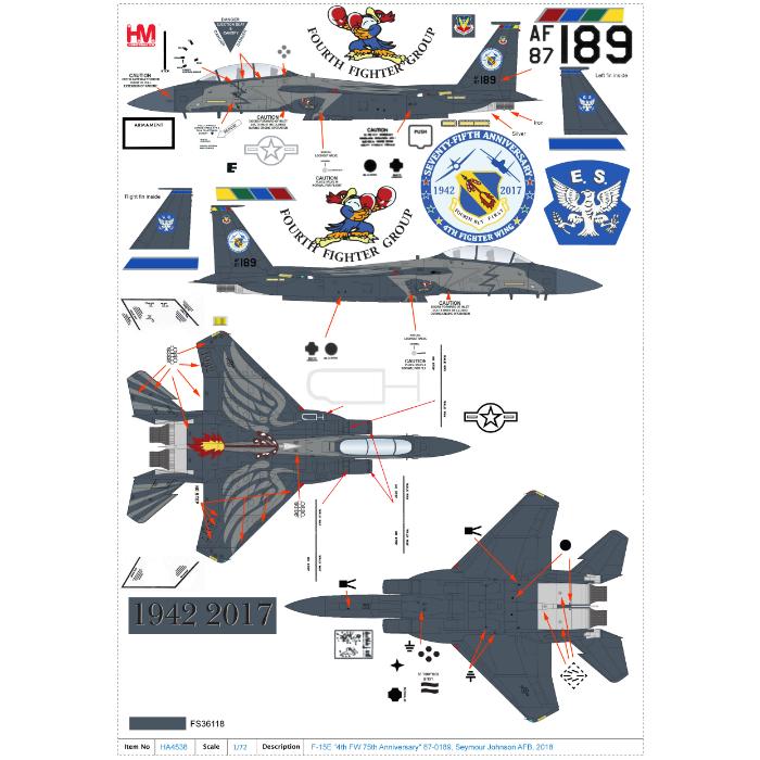 1/72 F-15E "4th FW 75th Anniversary" 87-0189 Seymour Johnson AFB 2018