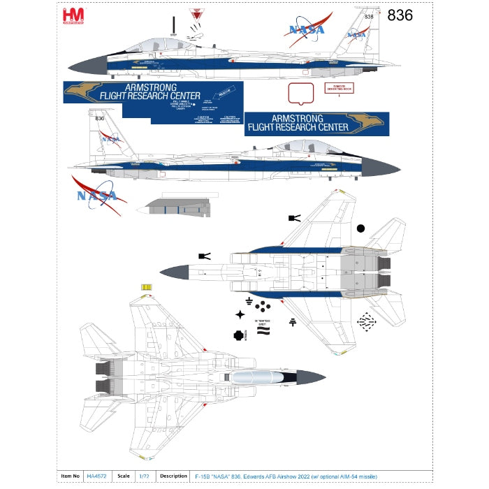 1/72 F-15B "NASA" 836 Edwards AFB Airshow 2022 (with 1x AIM-54 Missile)