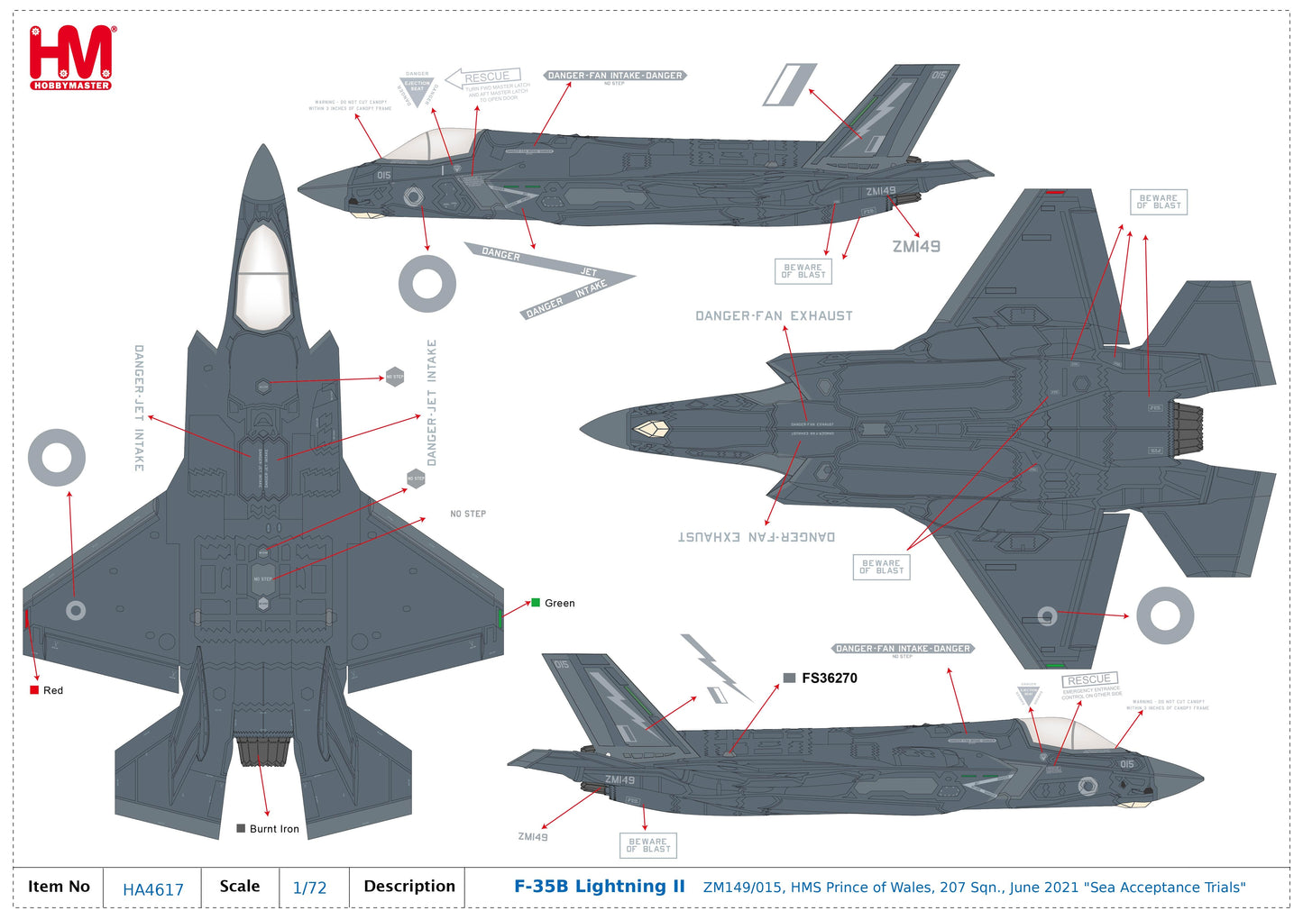 1/72 F-35B Lightning II ZM149/015 HMS Prince of Wales 207 Sqn. June 2021 'Sea Acceptance Trials'