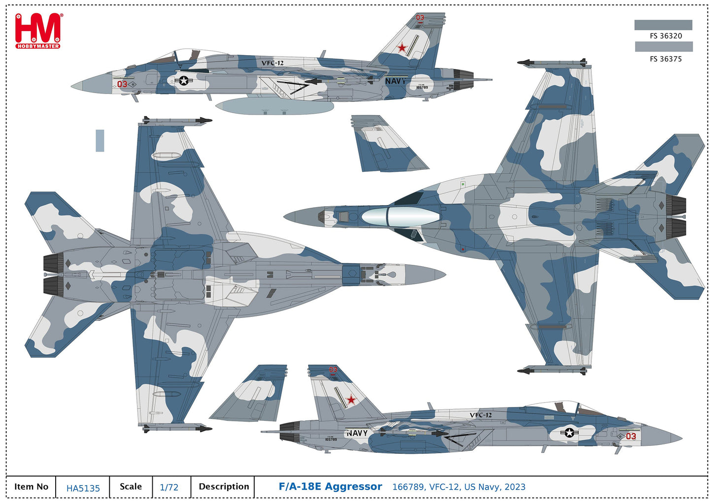 1/72 F/A-18 Aggressor "Cloud Scheme" 165789 VFC-12 US Navy 2023