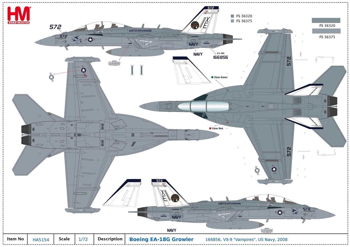 1/72 Boeing EA-18G Growler 166856 VX-9 Vampires US Navy 2008