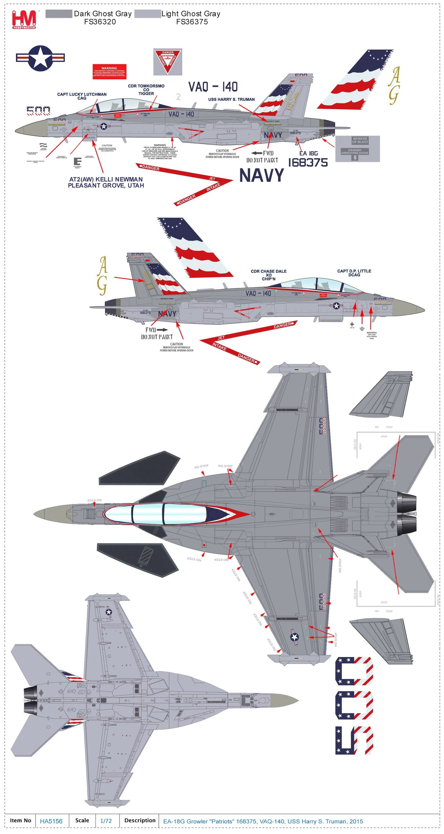 1/72 EA-18G Growler "Patriots" 168375 VAQ-140 USS Harry S. Truman 2015