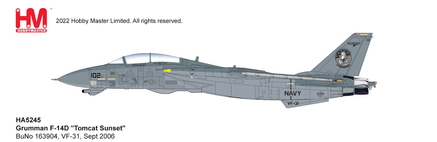 1/72 Grumman F-14D "Tomcat Sunset" Buno 163904 VF-31 Sept 2006