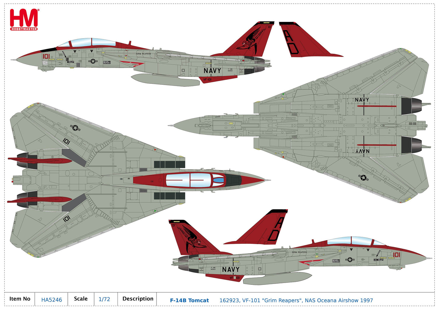 1/72 F-14B Tomcat 162923 VF-101 'Grim Reapers' NAS Oceana Airshow 1997