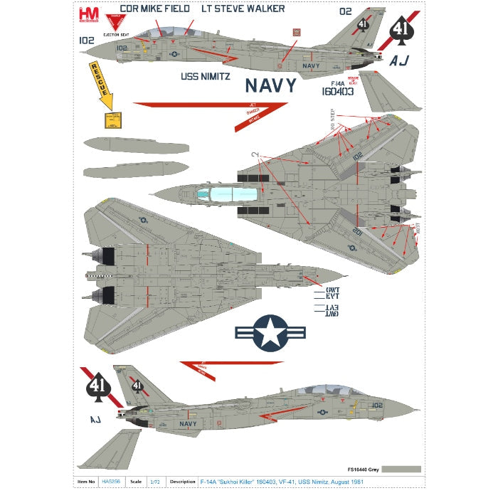 1/72 F-14A "Sukhoi Killer" 160403 VF-41 USS Nimitz August 1981