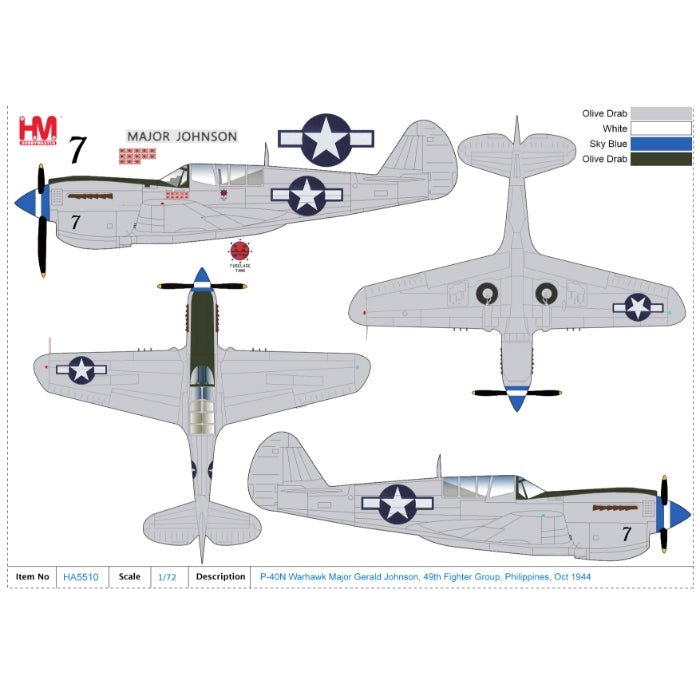 1/72 P-40N Warhawk Major Gerald Johnson 49th Fighter Group Philippines Oct 1944