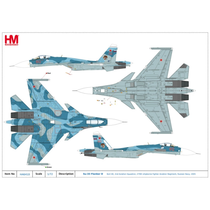 1/72 Su-33 Flanker D Bort 80 2nd Aviation Squadron 279th Shipborne Fighter Regiment Rus. Navy 2005