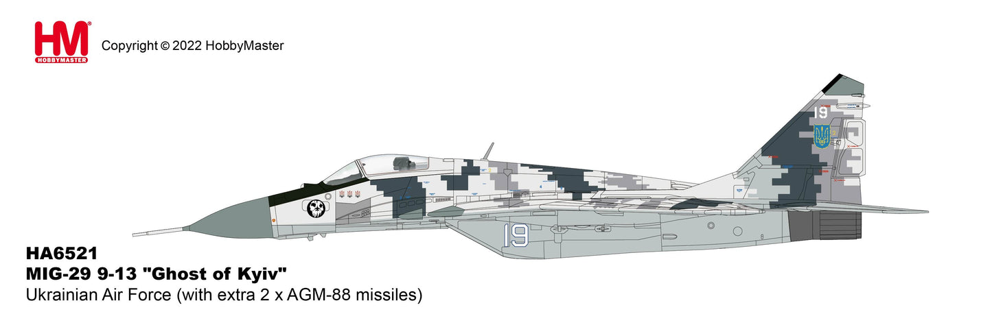 1/72 MIG-29 9-13 "Ghost of KYIV" Bort 19 Ukrainian Air Force (with Extra 2 X AGM-88 Missles)