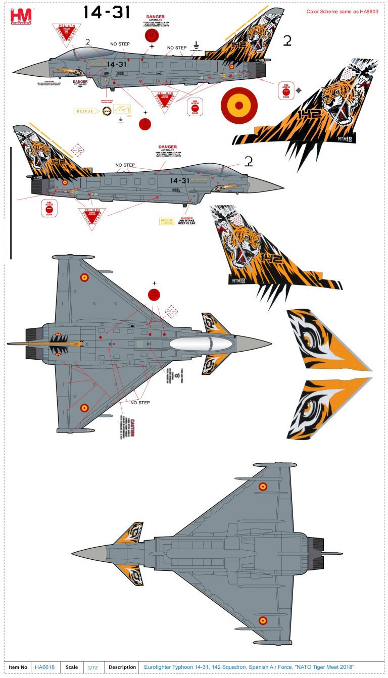 1/72 Eurofighter Typhoon 14-31 142 Squadron Spanish Air Force "NATO Tiger Meet 2018"