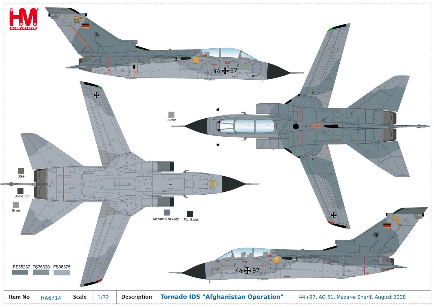 1/72 Tornado IDS Afghanistan Operation 44+97 AG 51 Mazar-e Sharif August 2008