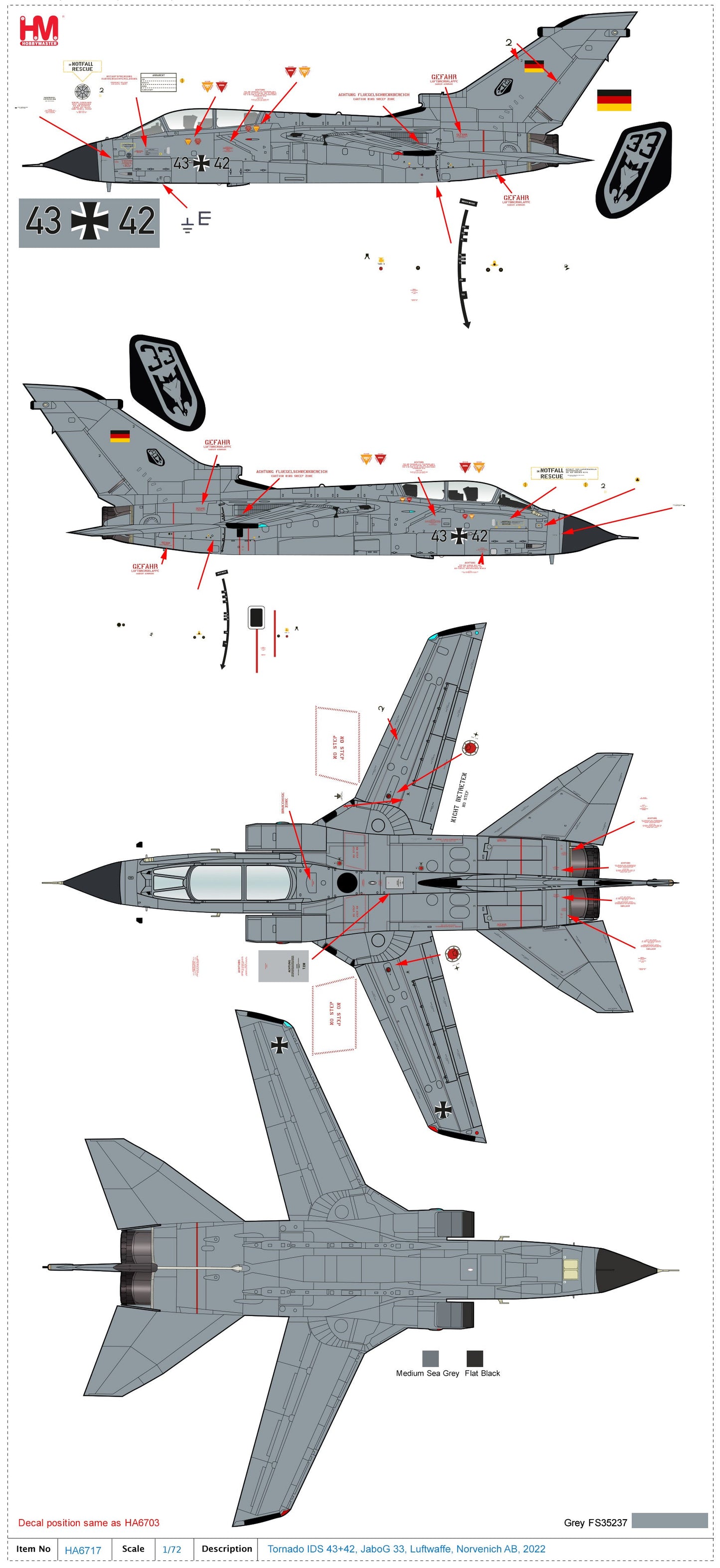 1/72 Tornado IDS 43+42 JaboG 33 Luftwaffe Norvenich AB 2022