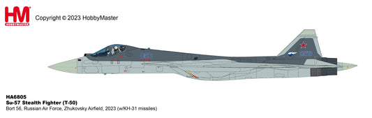 1/72 Su-57 Stealth Fighter T-50 Bort 56 Russian Air Force Zhukovsky Airfield 2023 w/KH-31 missiles