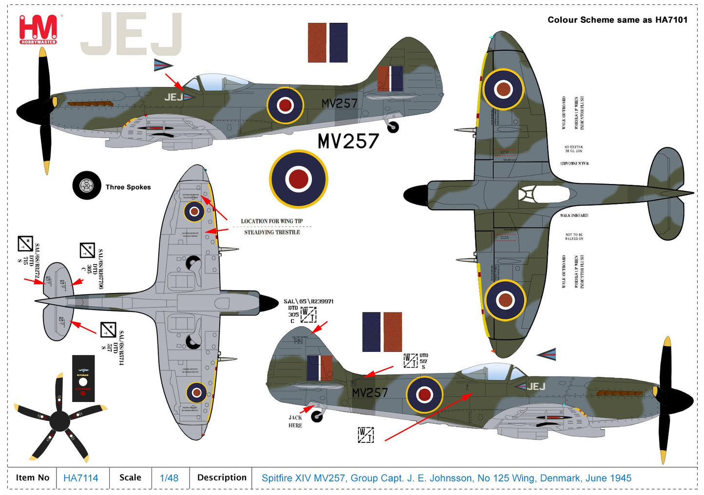 1/48 Spitfire XIV MV257 Group Capt. J. E. Johnsson No 125 Wing Denmark June 1945