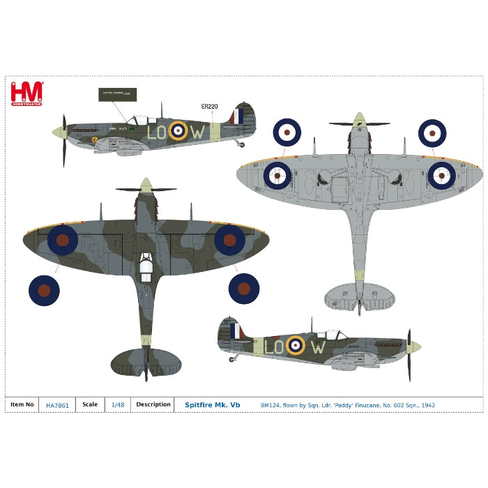 1/48 Spitfire Mk. Vb BM124 Flown by Sqn. Ldr. 'Paddy' Finucane No. 602 Sqn. 1942