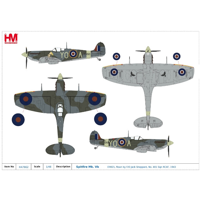 1/48 Spitfire Mk. Vb EN921 Flown by F/O Jack Sheppard No. 401 Sqn. (RCAF) 1943