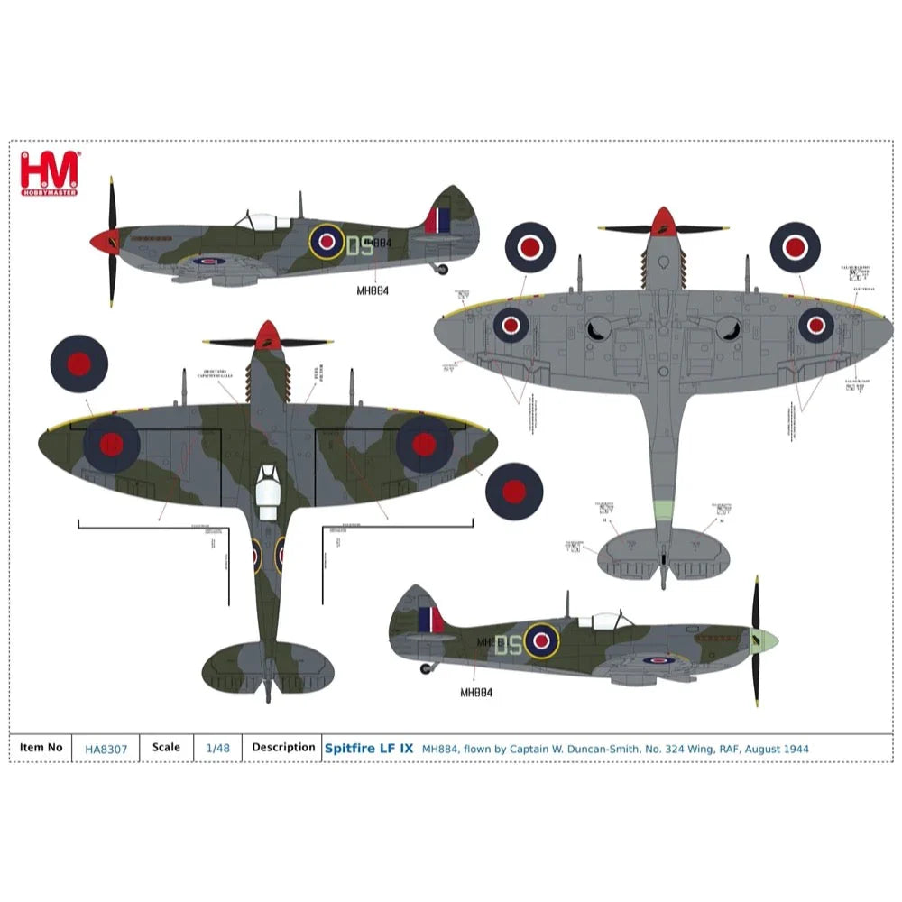 1/48 Spitfire LF IX MH884 Flown by Captain W. Duncan-Smith No. 324 Wing RAF August 1944