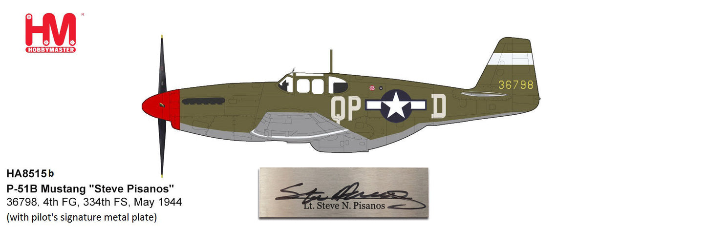 148 P-51B Mustang Steve Pisanos 36798 4th FG 334th FS May 1944 with Pilots Signature Plate