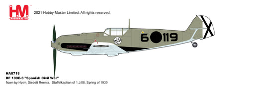 1/48 BF 109E-3  - Spanish Civil War -  flown by Oblt. Hans Schmoller-Haldy  3.J/88 March 1939