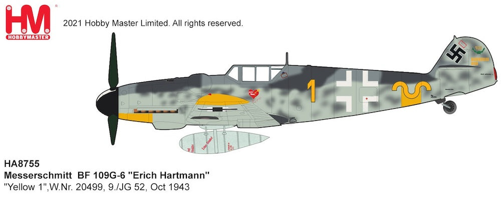 1/48 Messerschmitt  BF 109G-6  - Erich Hartmann -   - Yellow 1 - W.Nr. 20499 9./JG 52 Oct 1943