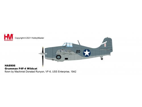 1/48 Grumman F4F-4 Wildcat flown by Machinist Donald Runyon VF-6 USS Enterprise 1942