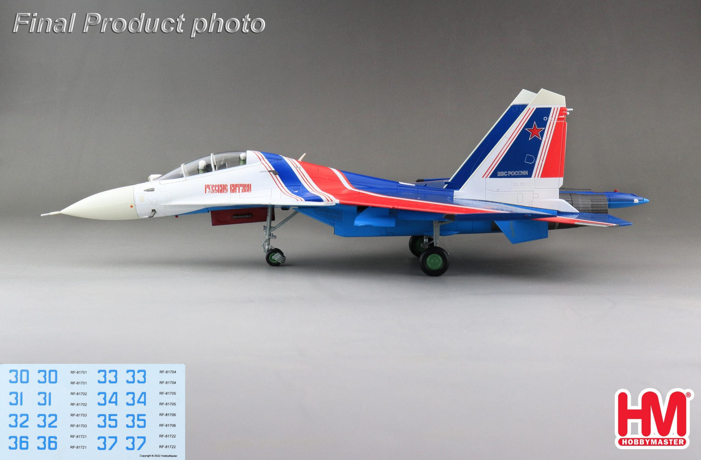 1/72 Su-30SM Russian Knights Russian Air Force 2019 (with decals from No.30 to 37)