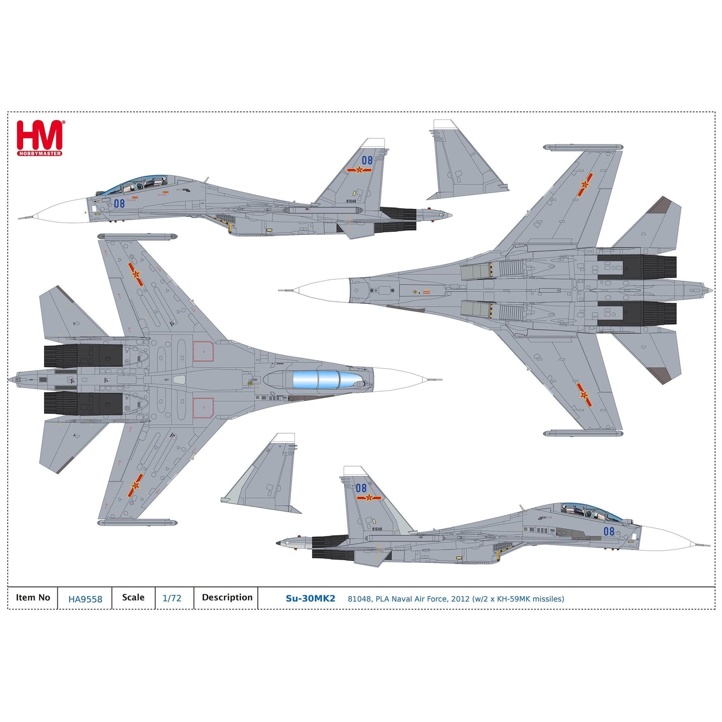 1/72 Su-30MK2 81048 PLA Naval Air Force 2012 (with 2 x KH-59MK missiles)