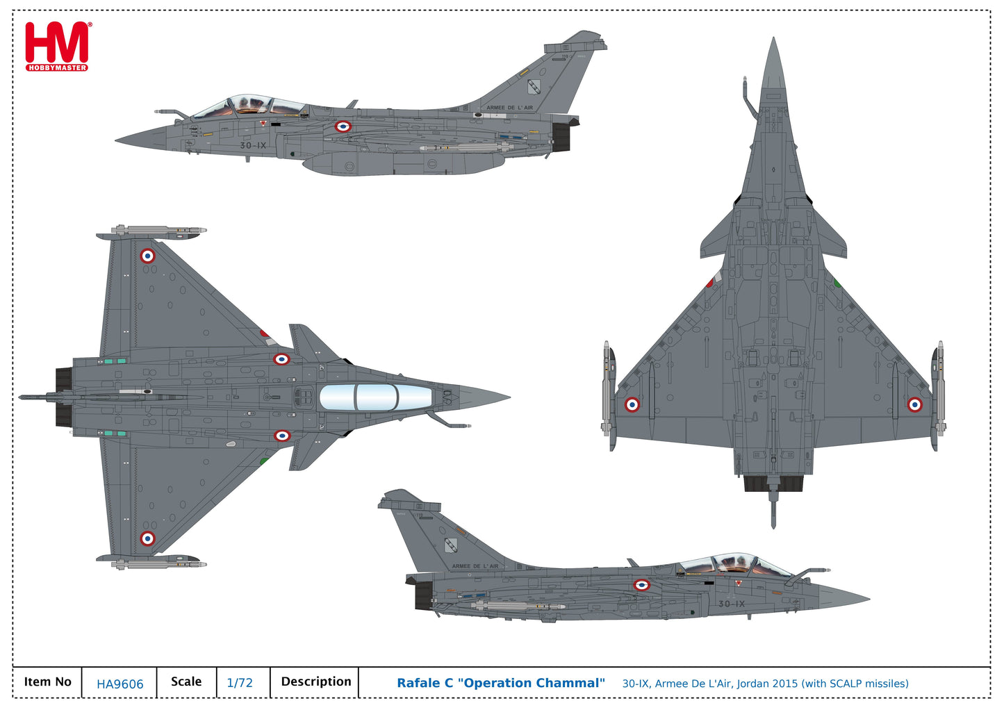 1/72 Rafale C "Operation Chammal" 30-IX Armee De L'Air Jordan 2015 (with SCALP Missiles)