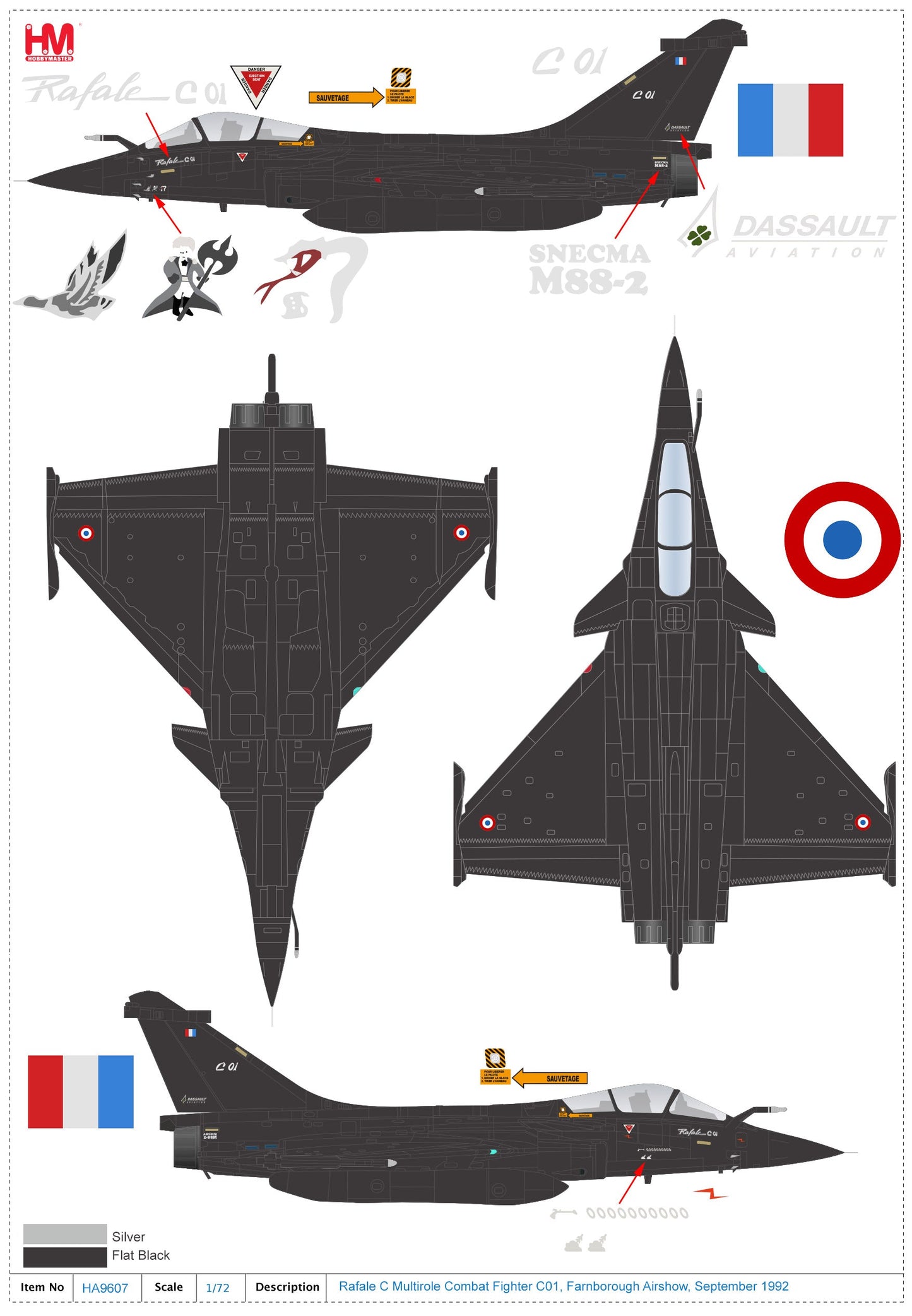 1/72 Rafale C Multirole Combat Fighter C01 Farnborough Airshow September 1992