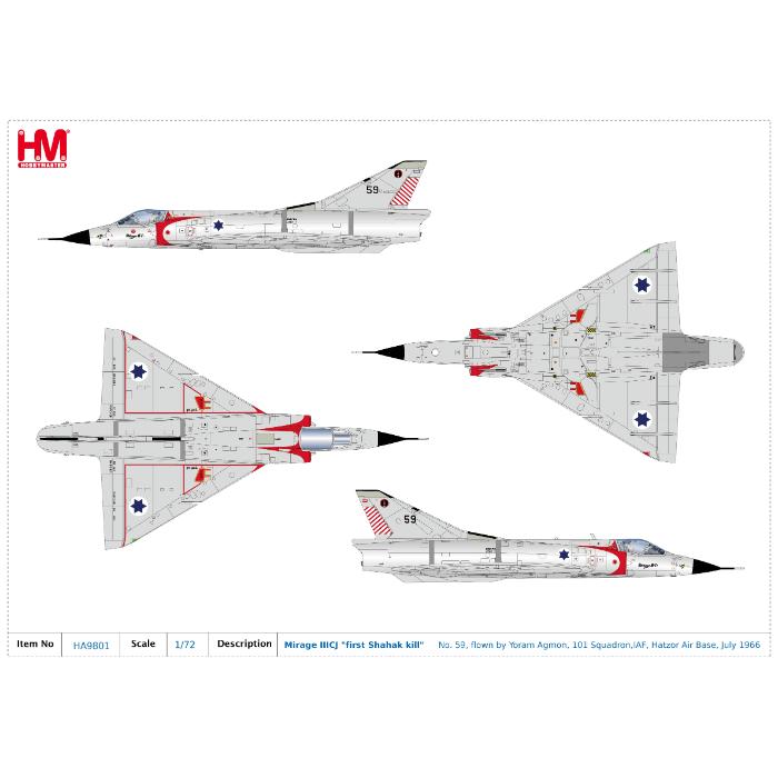 1/72 Mirage IIICJ "First Shahak Kill" No. 59 Yoram Agmon 101 Squadron IAF Hatzor A/B July 1966