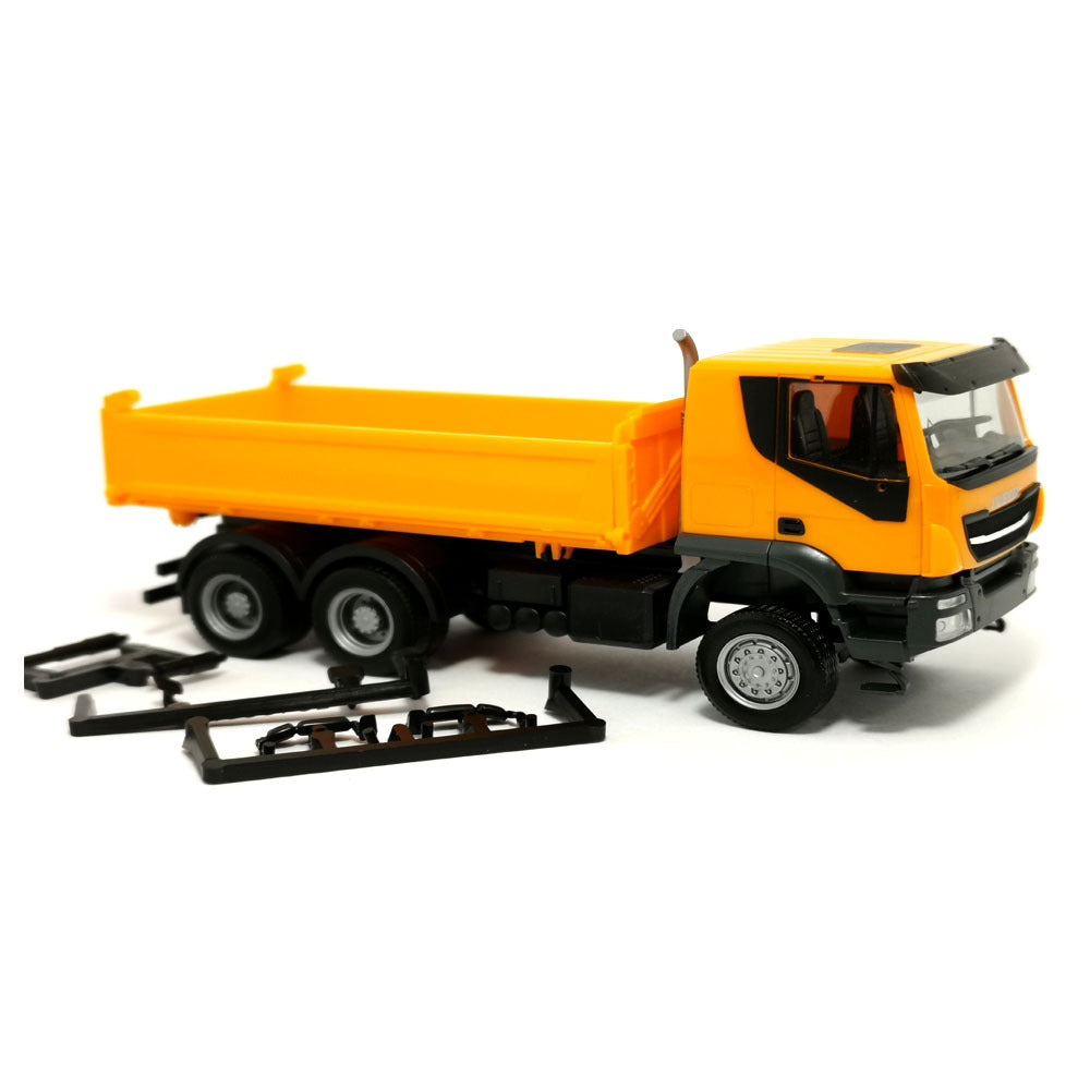 1-87 Iveco Trakker 6x6 3Way Dis Skip Orange