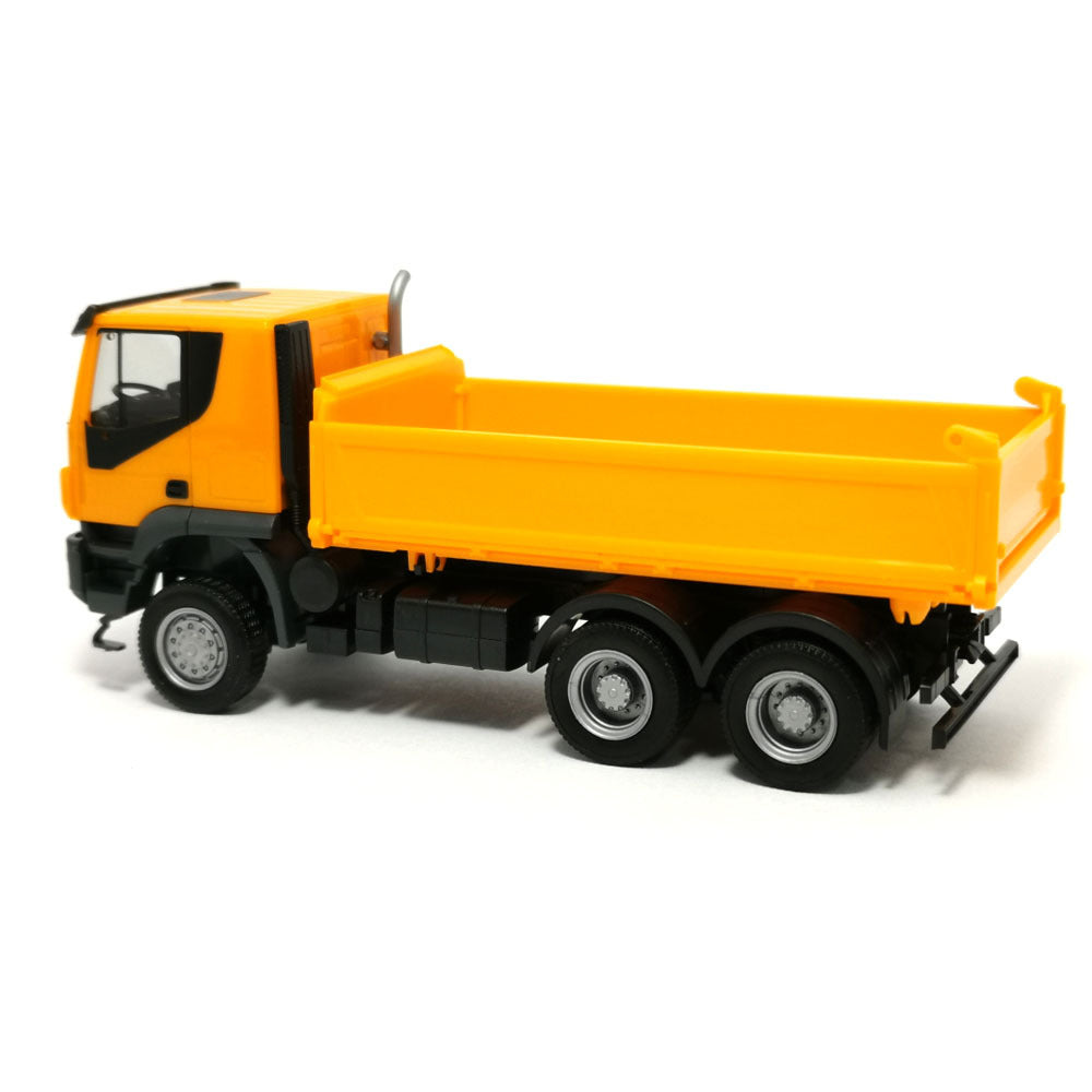 1-87 Iveco Trakker 6x6 3Way Dis Skip Orange