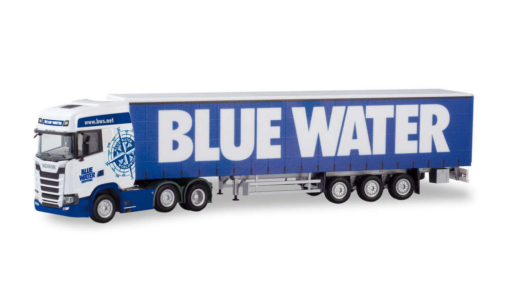 1:87 Scania CS 20 High-Roof 6 ƒ ?2 Curtain  Canvas Semitrailer Blue Water (DK)