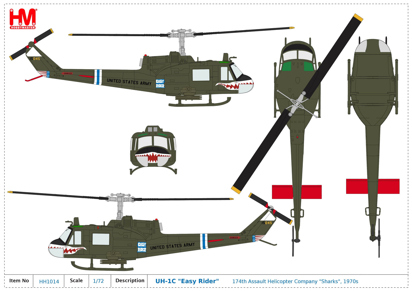 1/72 UH-1C Easy Rider 174th Assault Helicopter Company Sharks 1970s