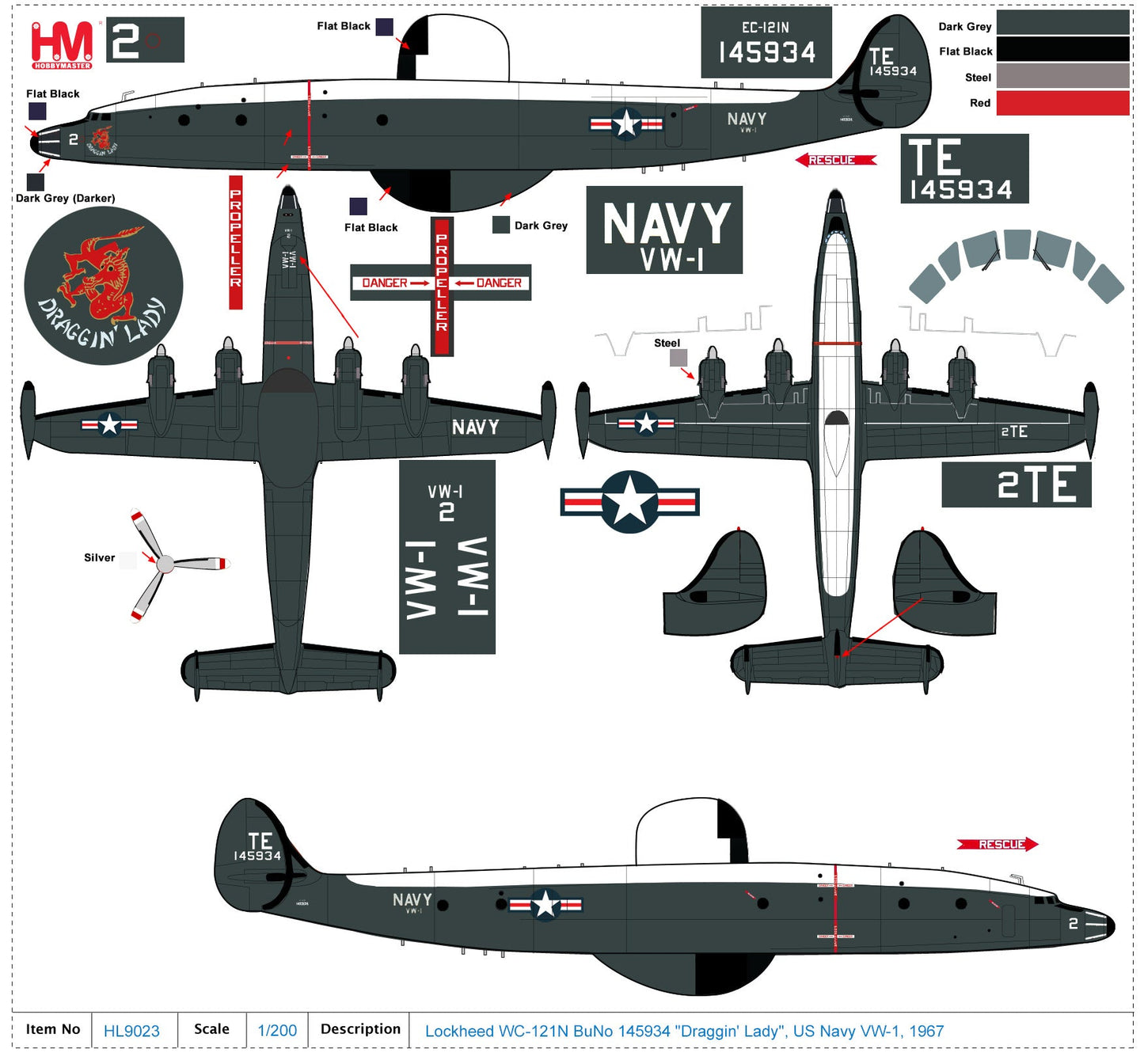 1/200 Lockheed WC-121N BuNo 145934 'Draggin' Lady' US Navy VW-1 1967