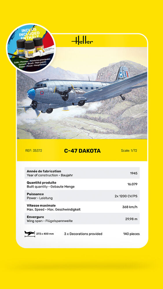 1/72 GIFT SET C-47 Dakota (Includes: Cement, Brush and Main Paints)