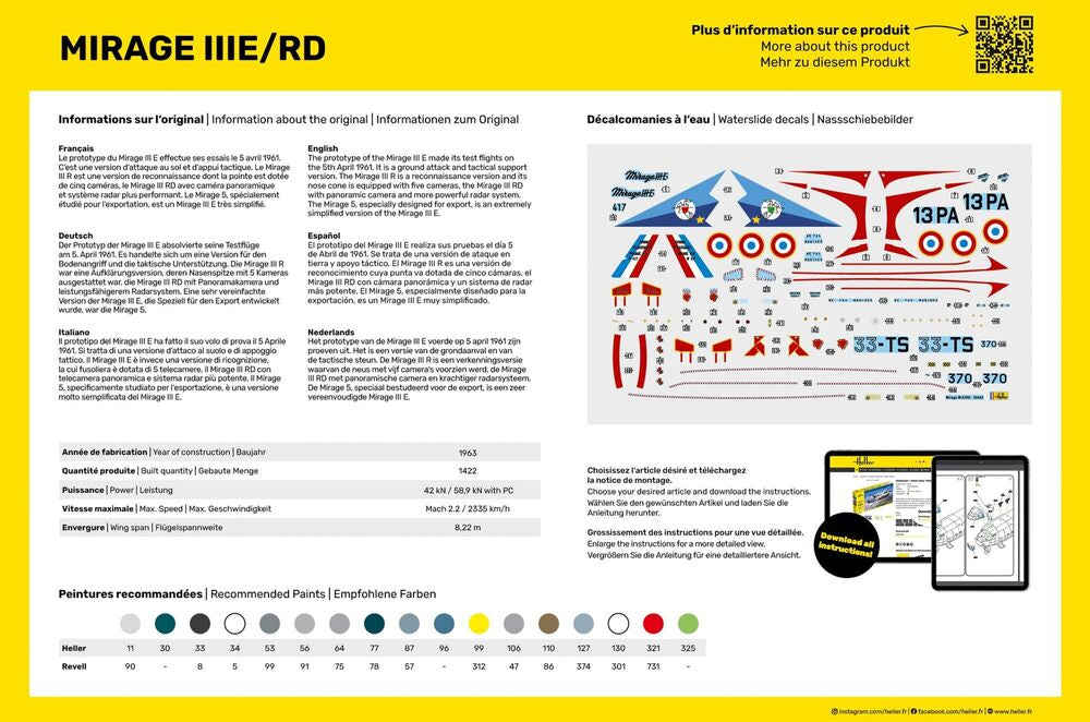 1/48 GIFT SET Mirage IIIE/RD (Includes: Cement, Brush and Main Paints)
