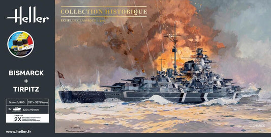 1/400 GIFT SET Bismarck + Tirpitz TWINSET (Includes: Cement, Brush and Main Paints)