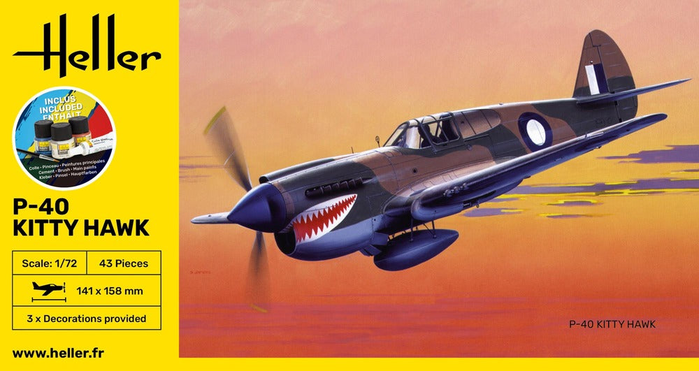 1/72 STARTER KIT P-40E Kitty Hawk with RAAF decals (Includes: Cement, Brush and Main Paints)