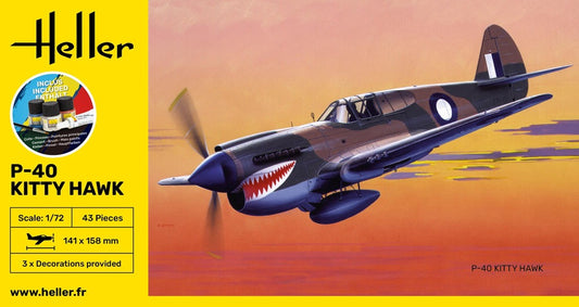 1/72 STARTER KIT P-40E Kitty Hawk with RAAF decals (Includes: Cement, Brush and Main Paints)
