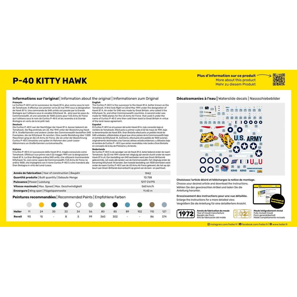 1/72 STARTER KIT P-40E Kitty Hawk with RAAF decals (Includes: Cement, Brush and Main Paints)
