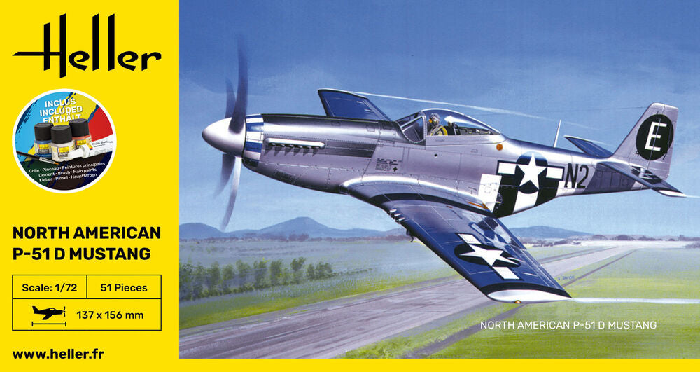 1/72 STARTER KIT P-51D Mustang (Includes: Cement, Brush and Main Paints)