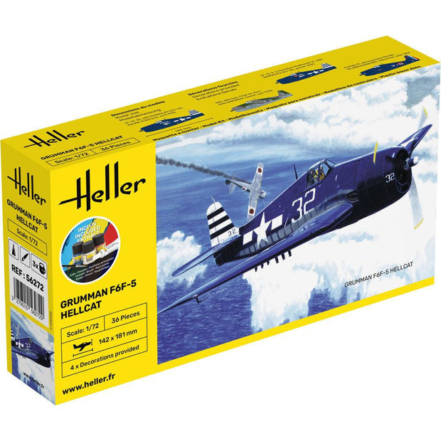 1/72 Starter Kit Grumman F6F-5 Hellcat Includes: Cement Brush and Main Paints