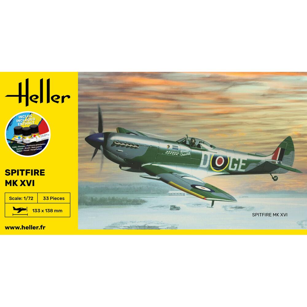 1/72 STARTER KIT Supermarine Spitfire Mk.XVI (Includes: Cement, Brush and Main Paints)