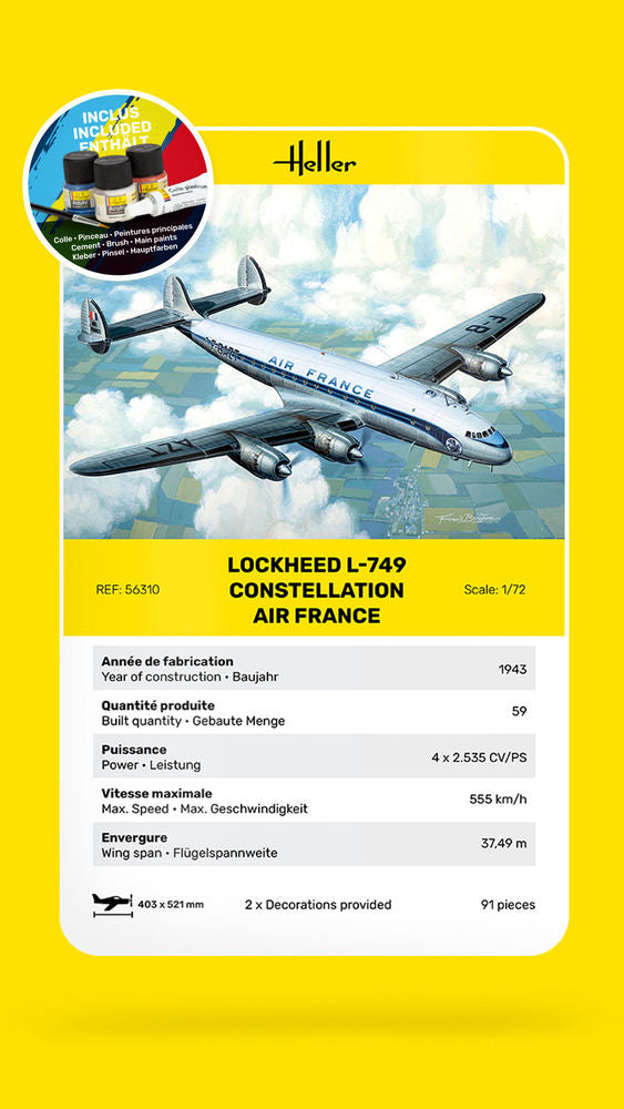 1/72 GIFT SET L-749 Constellation Air France (Includes: Cement, Brush and Main Paints)