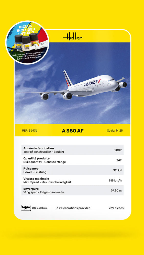 1/125 GIFT SET Airbus A380 Air France (Includes: Cement, Brush and Main Paints)