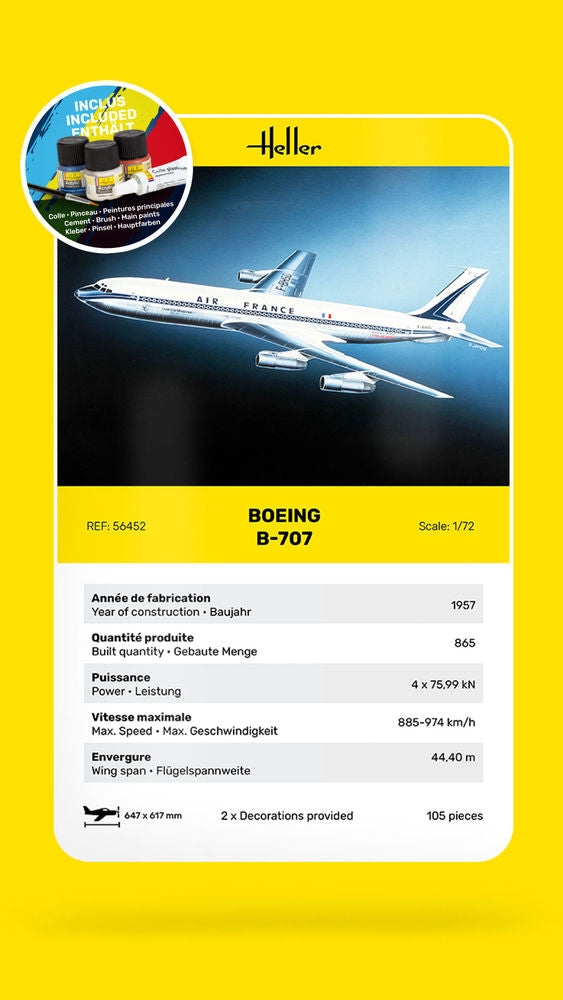 1/72 GIFT SET B-707 Air France (Includes: Cement, Brush and Main Paints)