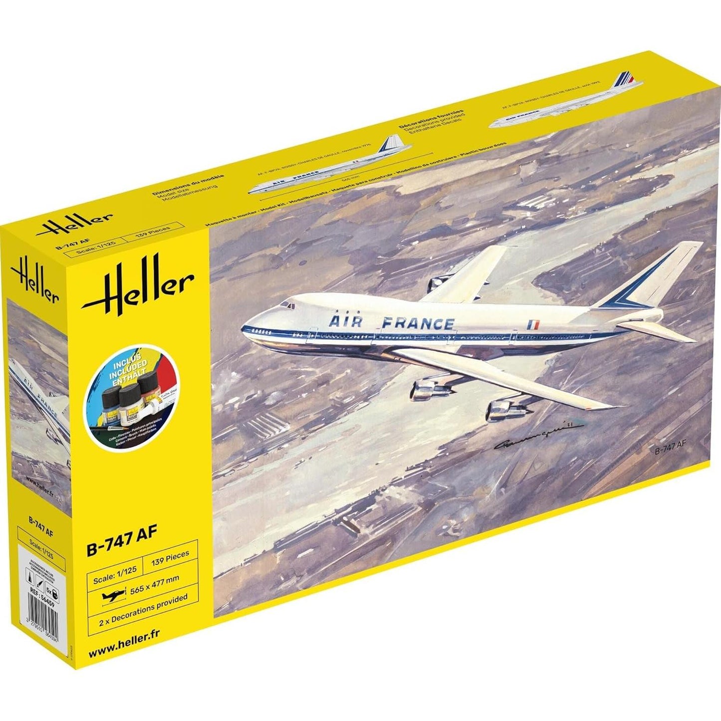 1/125 Starter Kit B747 Air France Includes: Cement Brush and Main Paints